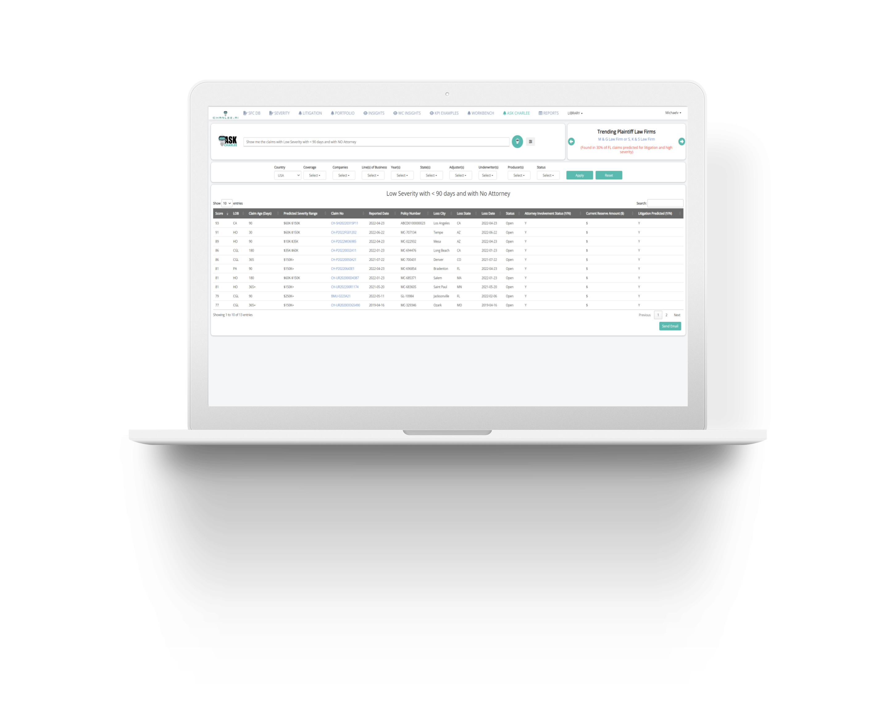AskCharlee dashboard preview — Instant Insights